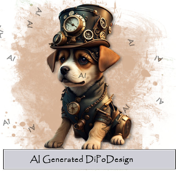 (afbeelding voor) AI-DiPo-Steampunkt hond-01